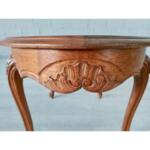 Vintage French Carved Oak Cane & Glass Oval Top Coffee Table, 1950s