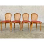 French Mid Century Cane Back Dining Chairs - Set of 4