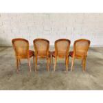 French Mid Century Cane Back Dining Chairs - Set of 4