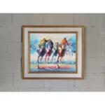Contemporary Abstract Horserace Scene Fine Art Acrylic Painting Canvas