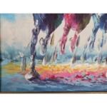 Contemporary Abstract Horserace Scene Fine Art Acrylic Painting Canvas