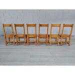 Rare Vintage Square Back Brutalist Solid Wood Dining Chairs - Set of 6