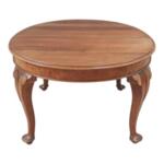 Antique French Walnut and Burl Queen Anne Style Oval Louis XV Dining Table
