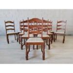 Vintage French Ladder Back Dining Chairs - Set of 12