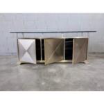 Brass & Glass Sideboard Credenza by Belgo Chrome DeWulf, 1980s