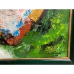 Abstract Contemporary Painting Oil on Canvas W Wood Frame Signed