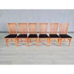 Mid Century Modern Styled Dutch Slat Back Dining Chairs - Set of 6