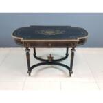 Antique Boulle Inlay Table Desk Napoleon III Imperial Neoclassical Style