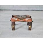 Vintage Camel Saddle Ottoman Stool Footstool With Leather Cushion