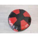 Vintage Black and Red Leather Ottoman Stool