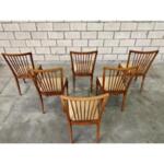 Mid Century Modern Slat Back Dining Chairs - Set of 6