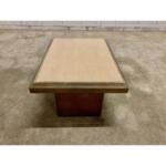 Travertine Mid Century Modern Coffee Table With Copper