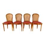 French Mid-Century Cane Back Dining Chairs - a Pair
