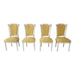 French Traditional Louis XVI Style Square Back Reupholstered Dining Chairs - Set of 4
