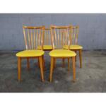Vintage Modern Natural Beech Dining Chairs - Set of 4
