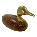 Vintage Wood and Brass Decorative Duck Decoy