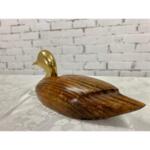Vintage Wood and Brass Decorative Duck Decoy