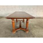 Vintage French Solid Jacobean Style X-Stretcher Dining Table