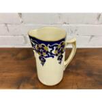 French Blue White and Gold Pottery Ceramic Pitcher