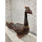 Vintage Hand Carved Decorative Pheasant Wood Bird Statue
