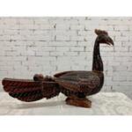Vintage Hand Carved Decorative Pheasant Wood Bird Statue
