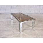 Vintage Smoked Glass and Chrome Coffee Table Attributed to Willy Rizzo, 1970s