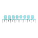 Vintage French Louis XVI Medallion Dining Chairs Reupholstered Turquoise Color - Set of 8