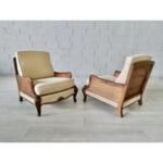 Vintage French Caned Louis XV Style Armchairs - a Pair