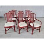 Italian Mid Century Bentwood Bamboo Cane Back Dining Chairs - Set of 8