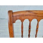 Vintage Spindle Back Queen Anne Style Oak Dining Chairs - Set of 6