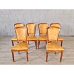 French Traditional Louis XVI Style Square Back Dining Chairs - Set of 6