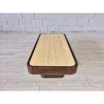 Vintage Leather Base and Travertine Top Coffee Table Attributed to De Sede Switzerland, 1970s