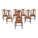 Renewed French Country Oak Dining Chairs Louis XV - Set of 8