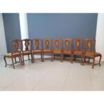 Renewed French Country Oak Dining Chairs Louis XV - Set of 8