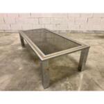 Smoked Glass Chrome and Brass Coffee Table Attributed to Willy Rizzo