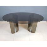 Designer Glass Dining Table With Glass Base and Brass Fittings Attributed to Gallotti & Radice, 1970's