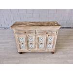 Rustic Accent Whitewashed Reclaimed Cabinet Commode Boho Chic Style