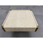 Mid Century Willy Rizzo Travertine Gold Plate Coffee Side Table