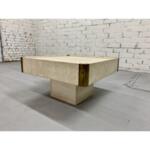 Mid Century Willy Rizzo Travertine Gold Plate Coffee Side Table
