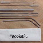 Комплект метални сламки за многократна употреба от неръждаема стомана, Silver, Ecokaka