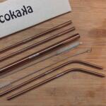 Комплект метални сламки за многократна употреба от неръждаема стомана, Bronze, Ecokaka