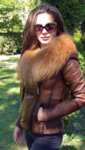 Dámská kožená bunda z pravé kůže a prachového peří PLEIN EXCLUSIVE hnědá kód-207