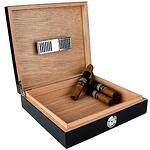 Хумидор (кутия за пури) Zorr, кедров фурнир, влагомер, до 15 пури, черен