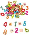 Дървени магнитни цифри и символи – 60 броя