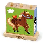 Детски дървен пъзел от кубове – Фермерски животни Viga toys