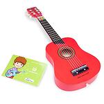 Детска дървена китара с книжка с ноти - Червена