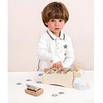 Детска ролева игра – Дървен касов апарат в бяло