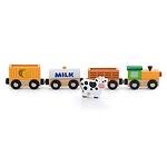 Детски дървен влак с животни от фермата Viga toys