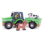 Детски дървен трактор с ремарке и животни