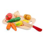 Детска дървена дъска със зеленчуци за рязане